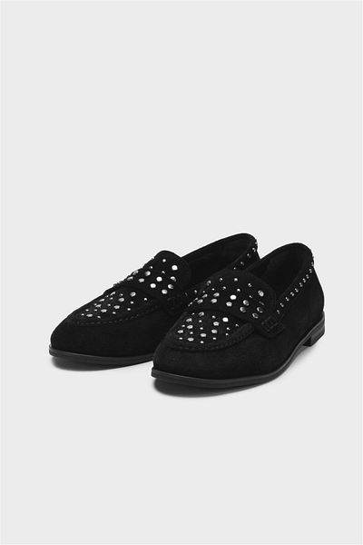 Milaura Women's Black Zimbali Suede Genuine Leather Loafer 20452