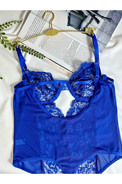 La Linaa Elanor Blue Snap Fastener Δαντελένιο Διαφανές Ολόσωμο Σουτιέν