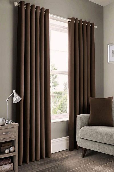 farbateks Brown Brown Color Rustic Curtain with Eyelet Ring Pipe Ring Decoration Curtain