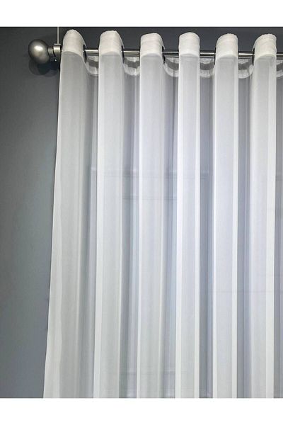 farbateks Crop Simple Modern Rustic Eyelet Tulle Curtain