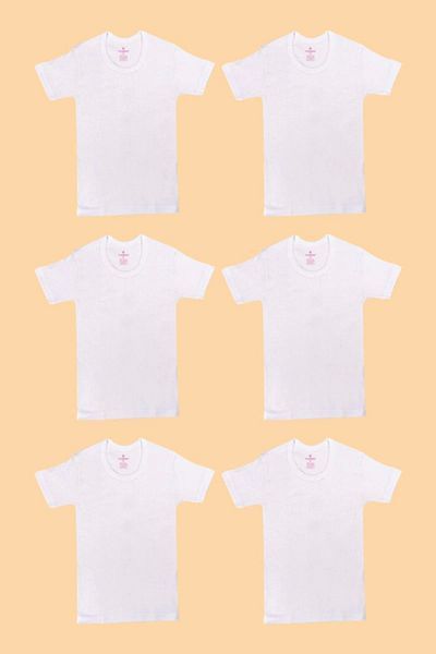 Ceylanoğlu Boy's Undershirt - Half Sleeve, Ribbed Crochet, Pack of 6