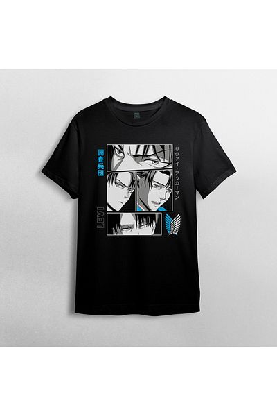 Pixxa Μπλουζάκι με λαιμόκοψη Levi Ackerman Unisex 100% Cotton Model 3
