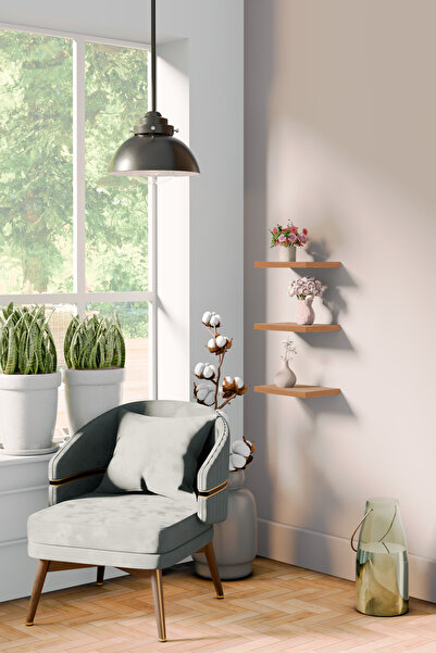 yankı-byeg رف حائط طائر من خشب البلوط الياقوت MDF مقاس 20 سم مكون من 3 قطع، حامل زهور مخفي