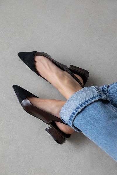 STRASWANS Women's Heeled Wrinkled Leather Shoes Ronan Brown Color