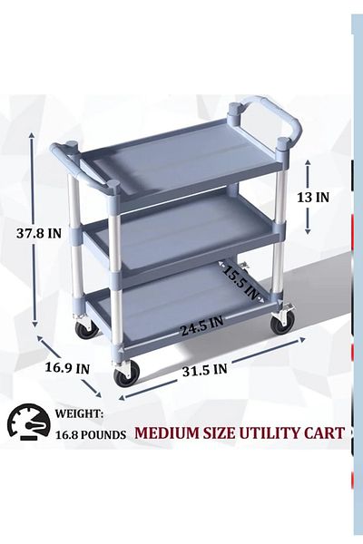 Cady One Small Serving Cart With White Shelves, 100x70x49 Cm