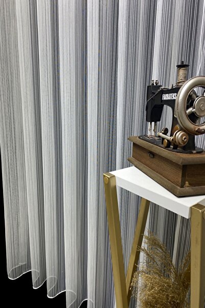 farbateks Çizgili Modern Tasarım Rustik Kuşgözü Tül Perde