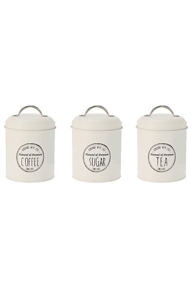 Excellent Houseware Coffee, tea and sugar food container set of 3 pieces cream