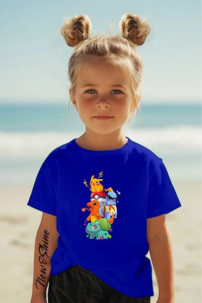 New Shine 1 tricou este un cadou pentru achiziții de 6 și mai sus în coș - Tricou supradimensionat pentru copii cu imprimeu Pokemon