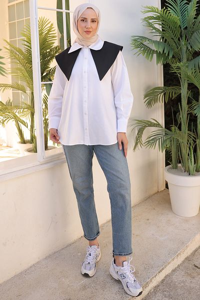 giyze Double Collar Shirt White 2065