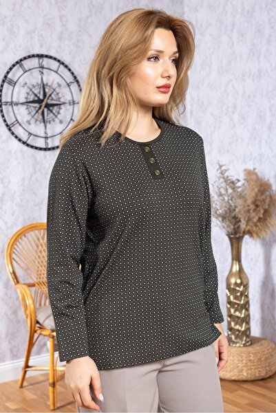 Mutlu City Γυναικείο νέο μοντέλο υψηλής ποιότητας μπλούζα με στρογγυλή λαιμόκοψη Μεσαίωνα Mother χτενισμένη βαμβακερή μπλούζα 6575