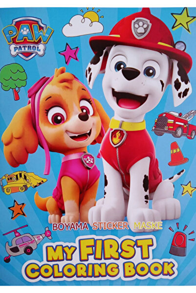 booddie Boyama Kitabı Paw Petrol Stickerlı Arka Kapak Kesilerek Maskeli Boyan...