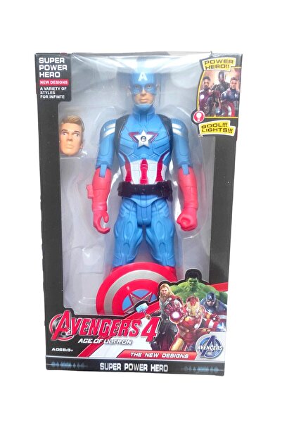 TURKAFONE 25 Cm. Işıklı Kaptan Amerika Kalkanlı Yedek Kafalı Avengers Yenilme...
