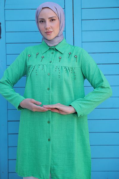 giyze Bead Detailed Shirt Green 673