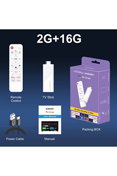 h96max H313 Mini 4k Tv Stick Android 14 Akıllı Kutu 2gb 16gb Wifi6 Google Sesli Komut Netflix
