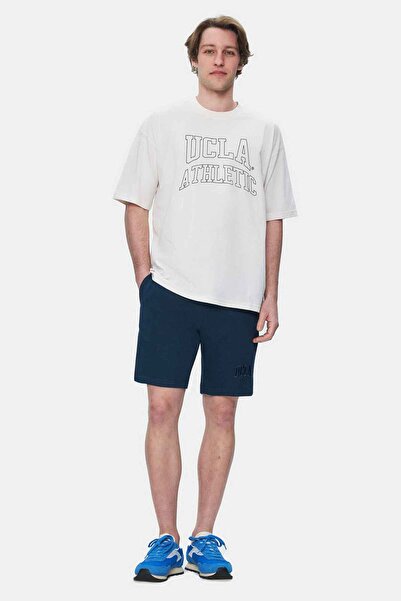 UCLA Ανδρικό μπλουζάκι WEBSTER Bone Color Crew Neck με στάμπα Oversize