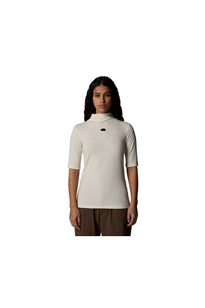 THE NORTH FACE Γυναικείο W S/W Mock Neck Slim Tee, Λευκό μπλουζάκι εξωτερικού χώρου