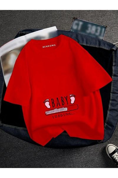 BENROMA Pregnant Pink Baby Loadi̇ng Printed T-Shirt