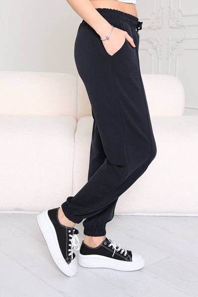 Reyon Modal Elastic Jogging Black Trousers