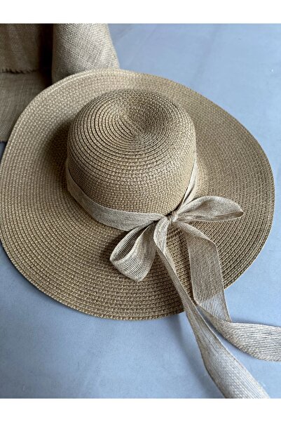 moneta boutique Pălărie de paie cu fundă reglabilă pentru femei