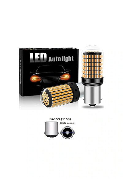 ERAKS CAR ACCESORIES Sinyal Ampulü 144 Led Turuncu 12v Tek Duy Led Ampul Gündüz Led