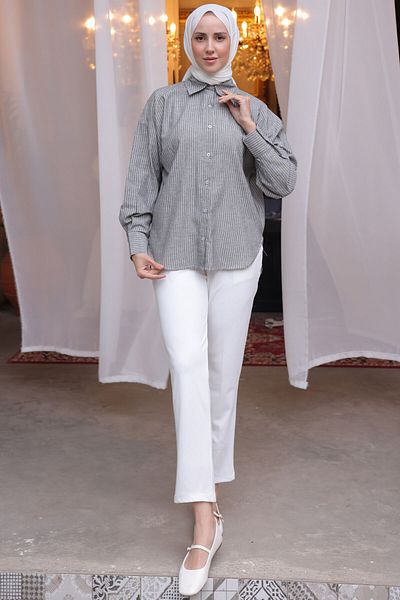 giyze Striped Shirt Gray 2057