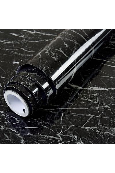 Flippy Tapet Autocolant Pentru Bucătărie, Flippy, Efect Marmură, Folie Autoadezivă, 40cm x 100cm, Negru