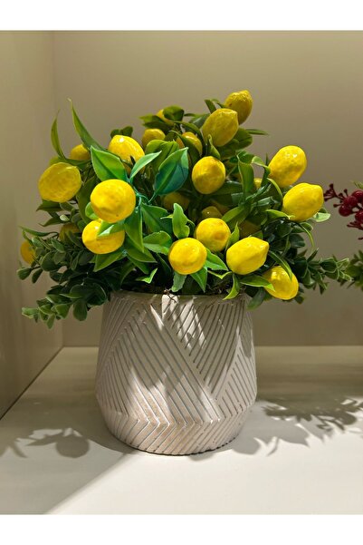 TASARIMHMODA Yapay Limonlu Beton Vazo