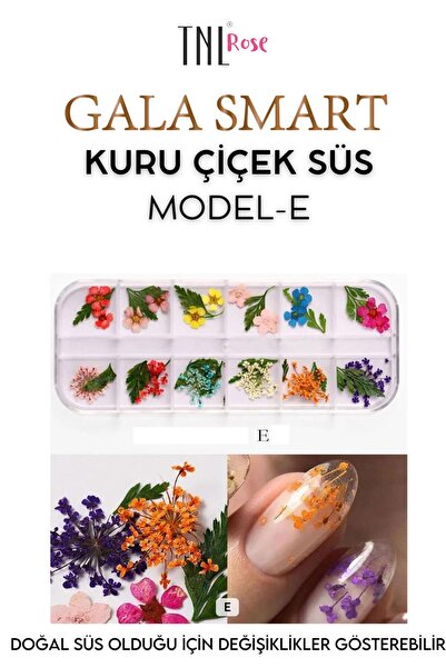 gala smart TNL ROSE Kuru Çiçek Nail Art Tırnak Süs Gerçek Çiçek Model E