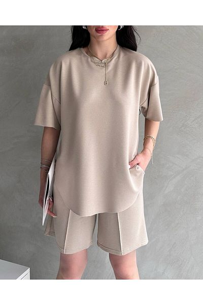 NEAR Modal Fabric Oversize κοντομάνικη αθλητική φόρμα για γυναίκες με σορτς, μαλακό ύφασμα με κορδόνια, μοντέρνο σχέδιο