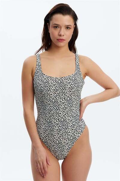 Louren M2617 ملابس السباحة برقبة على شكل حرف U