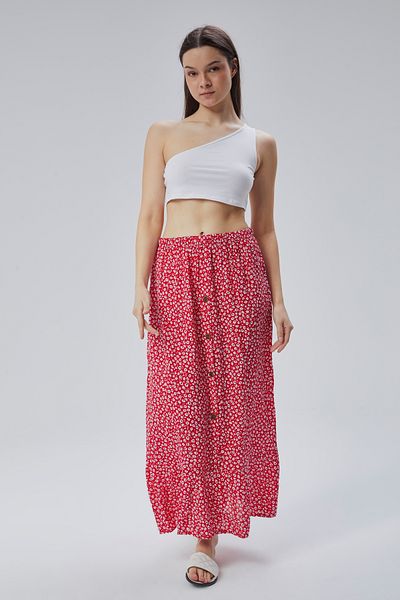 MD Pepa Viscose Patterned Women's Long Straight Buttoned Skirt Elastic Waist Hijab Stylish Comfortable Buzi Anne Canlı