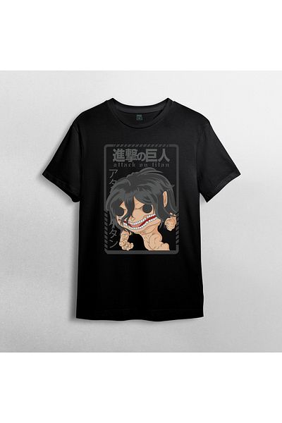 Pixxa Attack On Titan Eren Jaeger_ Unisex 100% βαμβακερό μπλουζάκι με λαιμόκοψη μοντέλο 9