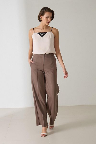 Setre Pantaloni de culoare maro închis cu talie relaxată