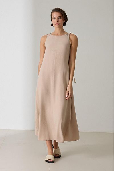 Setre Beige Sleeveless Full Fit Long Dress