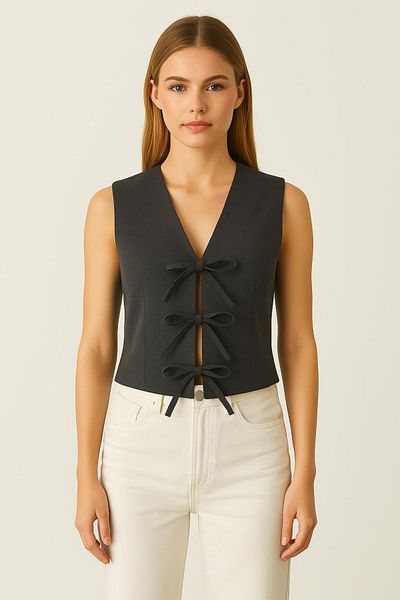 HAKKE Bow Tie Woven Vest