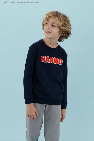 Haribo Embroidered Men's Navy Blue Sweatshirt Hrbtxt308 Haribo Kids Sweatshirt