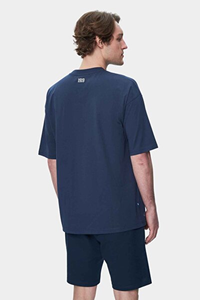 UCLA Ανδρικό μπλουζάκι WEBSTER Navy Blue Crew Neck με στάμπα Oversize