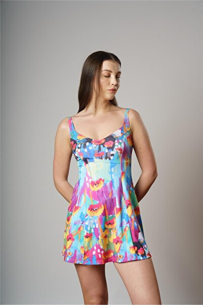 Louren M2816 KARE YAKA ELBİSELİ MAYO