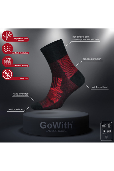 Go With 5'li Bambu Dikişsiz Renkli Yıkanmış Lastiksiz Ayağı Sıkmayan Kutulu Kadın Erkek Diyabetik Çorap 3065
