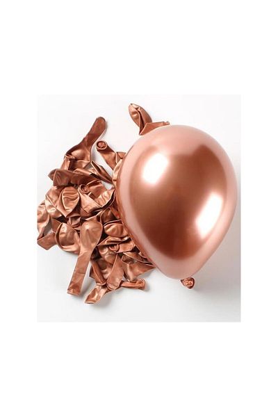 Deniz Party Store 5 Inch Tiny Chrome Balloon 12.5 Cm Diameter 10 Pieces Copper