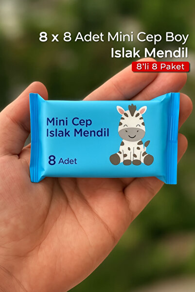 ARVALE 64 Yaprak ( 8 Paket )taşınabilir Mini Islak Mendil Taşınabilir Cep Çan...