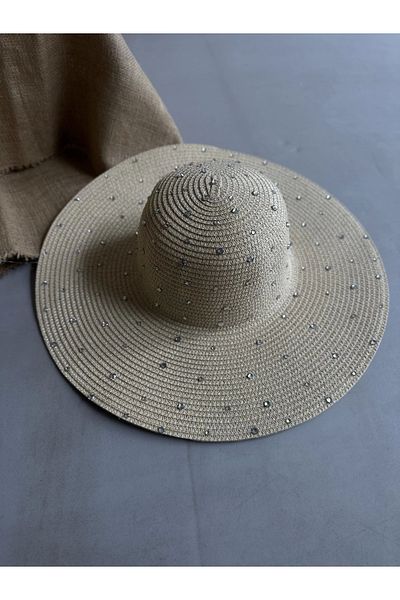 moneta boutique Women's Adjustable Stone Straw Hat