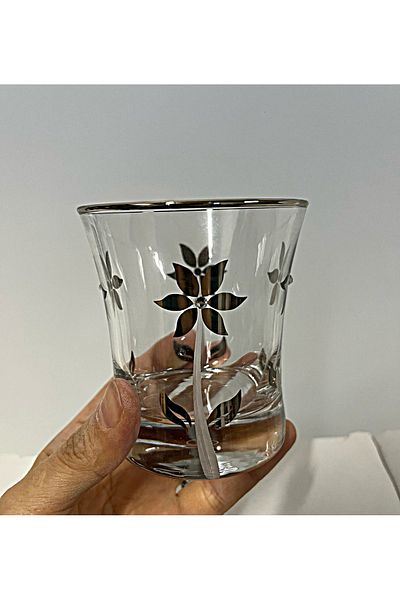 Paşabahçe With Silver Decor 420014   Pasabahce Azur Water Glass 240Cc 6 Pcs