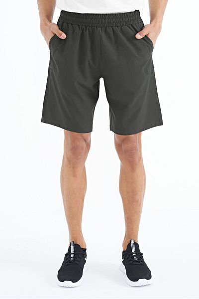 TOMMY LIFE Ανδρικό ελαστικό σορτς Khaki με λεπτομέρεια στο πλάι - 81238