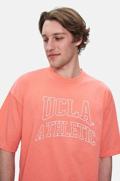UCLA Webster Hot Pink Crew Neck Printed Oversize Men's Tshirt