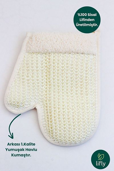 lifly Natural Sisal Fingered Glove Pouch - Bath Shower Washcloth - Sisal Fiber Fingered Body Washcloth