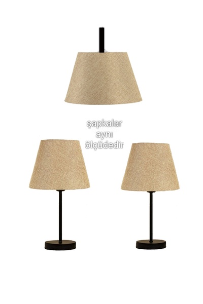 Semboldekor Charm 18 Bej Abajur-Avize Takımı (Siyah Takım)