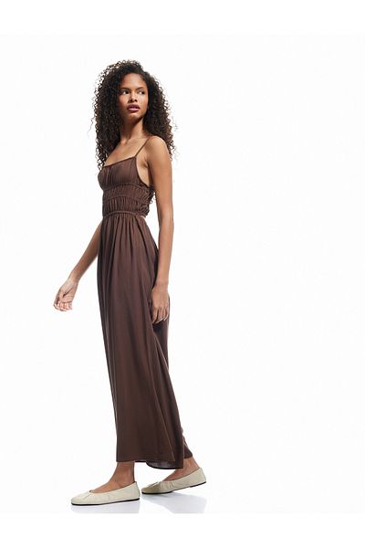 Koton Sleeveless U-Neck Strap Viscose Back Detailed Salopet Jumpsuit