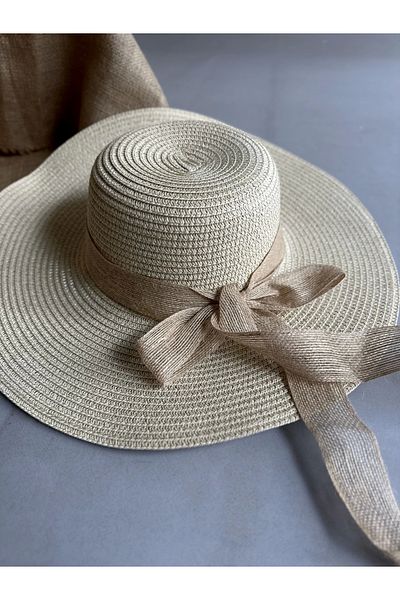 moneta boutique Women's Adjustable Bow Detailed Straw Hat