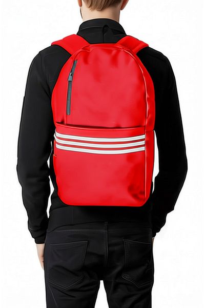 Moda West Unisex Stripe Printed Waterproof Fabric 3 Compartment Daily Bag Multi-Purpose Laptop School Bag